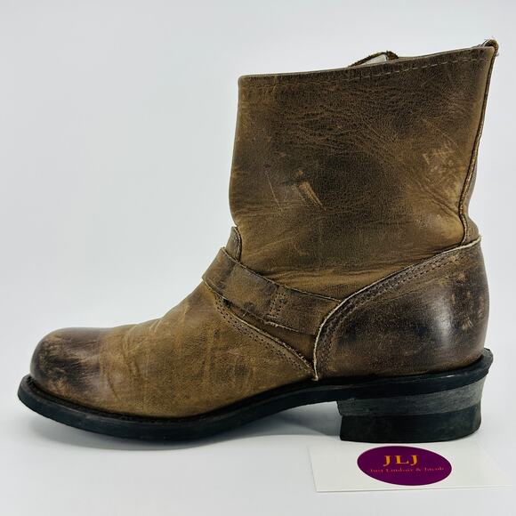 Frye Women's Engineer 8R Dark Brown Leather Made in USA Moto Boots Size 8.5 - Picture 8 of 12